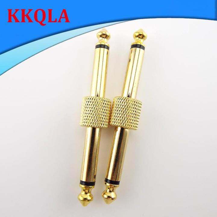 qkkqla-2pcs-6-35mm-6-5mm-male-jack-plug-mono-audio-adapter-plug-connector-guitar-effect-pedals-instrument-convert-patch-adaptor