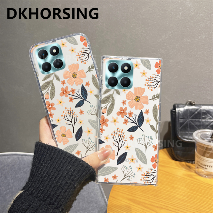 dkhorsing-เคสโทรศัพท์ใบดอกไม้ใหม่สำหรับเกียรติยศ-x6a-honor-90-lite-honor-70-lite-honor-x5-plus-tpu-ซิลิโคนแบบใสปลอกอ่อน-honor-x6a-เคสหลังสุดหรูกันกระแทก-x5plus