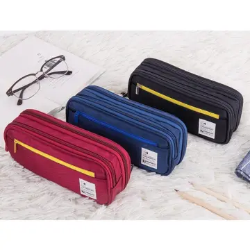 ANGOO Pencil Case 3 Compartment Pouch Pen Bag For School Teen Girl