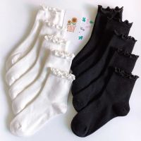 Ruffle Socks Women White Black Frilly Lolita Style Japanese Maiden Cute Kawaii Cotton Harajuku Princess Crew Socks Calcetines Socks