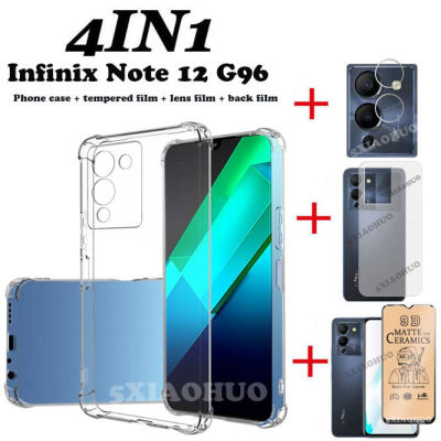【4 In 1】สำหรับ Infinix Note 12กรณีโทรศัพท์ G96,สี่มุมใสกันกระแทก Infinix ร้อน12เล่น12i กรณีโทรศัพท์ + หน้าจอฟิล์มเซรามิก + เลนส์ฟิล์ม