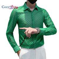 Cozy Up เสื้อแขนยาวผู้ชายสไตล์อังกฤษสลิมฟิตลูกไม้ Cutout โพลีเอสเตอร์