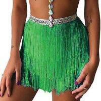 ผู้หญิง Latin Dance กระโปรงเซ็กซี่สามชั้น Fringed พู่สีแดง Samba Tango สีดำผู้ใหญ่ความปลอดภัยกางเกง Clothess