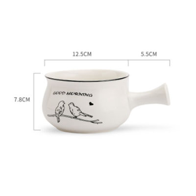 Japanese-style Ceramic with Handle Ceramic Breakfast Bowl Porridge Oat Rice Soup Bowl Dessert Snacks Bowls Baby Tableware
