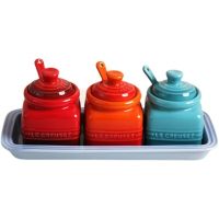 LE CREUSET  Ceramic spice jar with spoon set home kitchen spice jar gift boxed