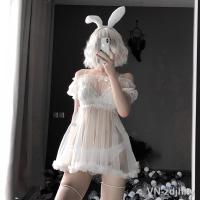 【hot】✾  Kawaii Nightdress Set for Off-Shoulder Tulle See Through Erotic Costumes