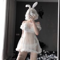 【CC】▤⊕  Kawaii Nightdress Set for Off-Shoulder Tulle See Through Erotic Costumes