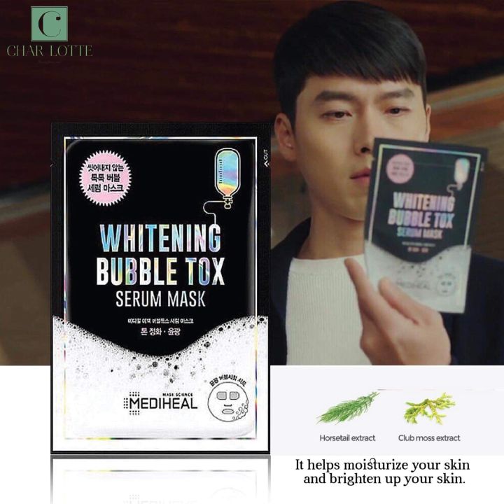 charlotte-seoul-mediheal-whitening-bubble-tox-serum-pack-21ml-hyunbin-koreanmask-crashlandingonyou-มาส์กฟอง-มาสก์ฮยอนบิน-รีจองฮยอก-สหายผู้กอง-ฮยอนบิน-มาส์กฟอง-มาส์กเกาหลี