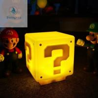 BUREGESS ที่ชาร์จ USB ไฟกลางคืนแสง Mario Bros เครื่องหมายคำถาม ไฟแอลอีดี 10ซม. ค่ะ อิฐเอิฐ โคมไฟตั้งโต๊ะแบบมีไฟ เด็กๆเด็กๆ