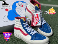 รองเท้าแวนส์ Sk8-Hi x Doraemon White Blue Red High-Top sie: 36-44EU (พร้อมกล่อง) รองเท้าผ้าใบชายหญิง รองเท้าแฟชั่น รองเท้าลำลอง รองเท้าสเก็ตบอร์ด (ตรงปก100%) [KI01]