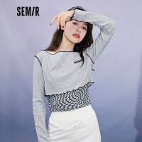 Semir เสื้อยืดผู้หญิงแขนสั้น Pullover Checkerboard หวานและเย็น2022ฤดูใบไม้ผลิใหม่ Slim Two-Piece Design Sense