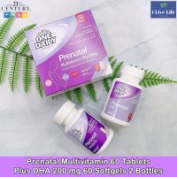 วิตามินเตรียมตั้งครรภ์ Prenatal Multivitamin 60 Tablets Plus DHA 200 mg 60 Softgels 2 Bottles - 21st Century  คนท้อง ให้นมบุตร