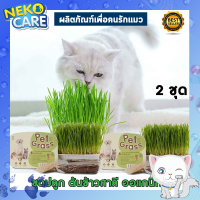 Neko care ชุดปลูกหญ้าแมว Petgrass หญ้าแมวกิน สัตว์เลี้ยงขนาดเล็ก ต้นข้าวสาลี เมล็ดต้นข้าวสาลี ออแกนิกส์ มีปุ๋ยและดินพร้อมปลูกในชุด 2 ถาด