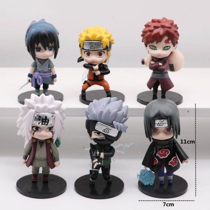 Q Version Naruto 6-Piece Cartoon Naruto Sasuke Standing Car Center ...