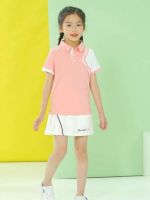 ℡⊕ New summer golf childrens short-sleeved T-shirts boys and girls fashion tops youth golf sportswear