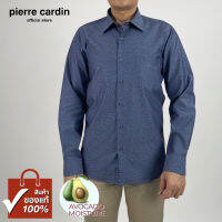 Pierre Cardin เสื้อเชิ้ตแขนยาว Avocado Moisture Slim Fit รุ่นมีกระเป๋า ผ้า Cotton 100% [RCO414F-NV]