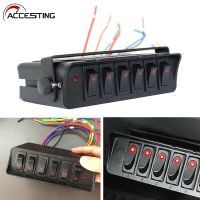 6 Gang Rocker Switch Panel Waterproof LED Indicator Toggle Controller For Car Caravan 12V 24V