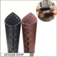 UEVOQB SHOP สีดำสีน้ำตาล ยิงธนูแขนยาม พังก์สไตล์ ถุงมือกันร้อน Viking Bracer ของใหม่ เครื่องหนังแท้ สายรัดแขน ชายหญิง