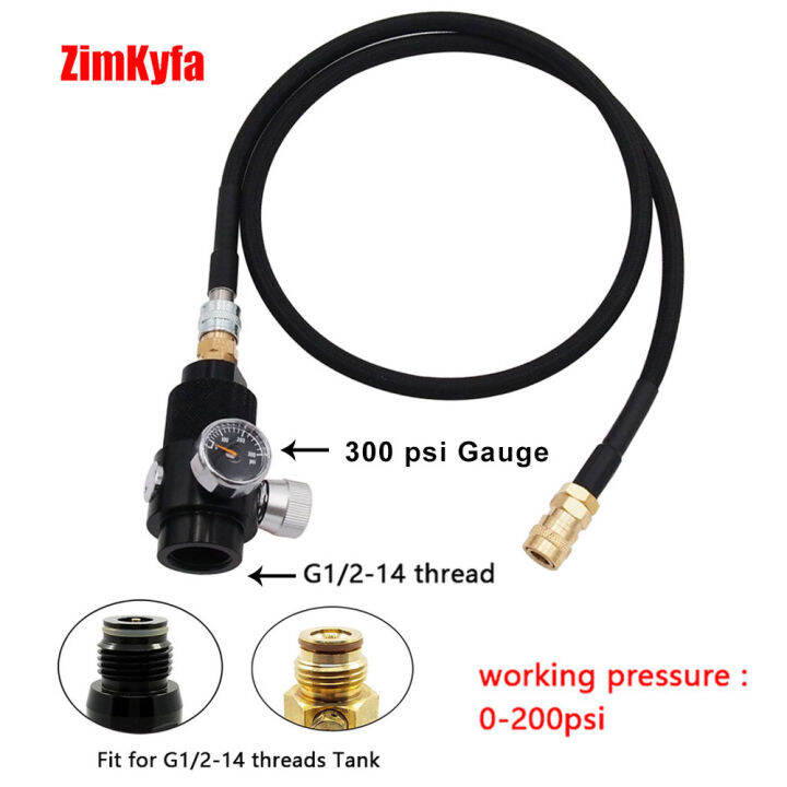 Regulator with 100cm SLP FLEX Remote Hose Line 0200 psi to Paintball