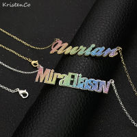 KristenCo NEW Custom Name Necklace Personalized Glitter Color Nameplate Stainless Steel Necklace for Women Jewelry Gifts2023