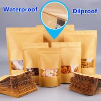 Kraft Paper High Clear Window Zip Lock Bags Stand Up Food Dried Fruits Tea Beaf Coffee Heat Sealing Packaging Storage Pouches