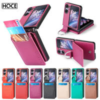 HOCE หัวเข็มขัดแหวนใส่นิ้วที่ใส่การ์ดทำจากหนังที่เคสโทรศัพท์สำหรับ N2flip OPPO-FindN2Flip ป้องกันรอยขีดข่วนเคสมือถือกระเป๋าสตางค์