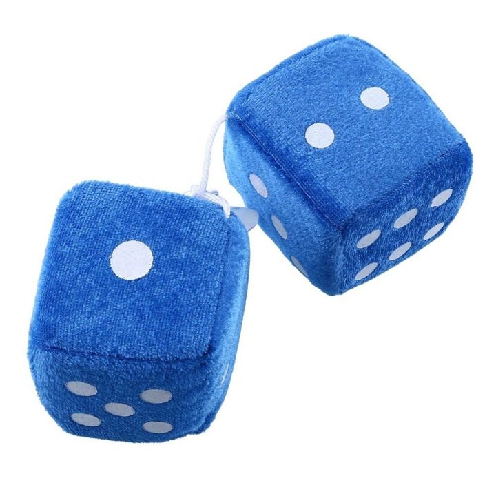 ngdunken-white-blue-light-up-auto-tech-vintage-dots-red-rear-accessories-plush-car-hanging-dice-fuzzy
