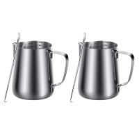 2X Milk Frothing Pitcher 350Ml (12Oz)Steaming Pitchers Milk Coffee Cappuccino Latte Art Barista Steam Pitchers Milk Cup