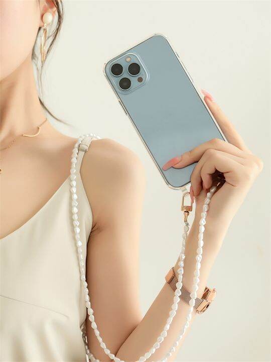 16-digits-เครื่องประดับ-crossbody-heart-pearl-เคสอะคริลิคใสสำหรับ-iphone-14-11-12-13-pro-max-mini-xs-x-xr-6-8-7-plus-se-ฝาครอบคริสตัล
