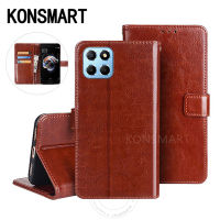 KONSMART เคสเคสสำหรับ HONOR หนัง PU กระเป๋าเงินแบบกลับด้านได้ X6A 4G / X5 Plus เคสครอบโทรศัพท์ HONORx6a ตั้งได้ Honorx5plus โทรศัพท์มือถือ