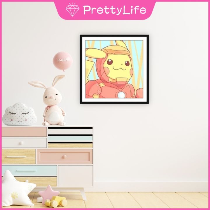 pl-ready-stock-ภาพวาดเพชร5d-diy-pikachu-การ์ตูนผ้าใบเพชรภาพวาดภายในบ้านภาพวาดการ์ตูนตกแต่งบ้าน30x30cm