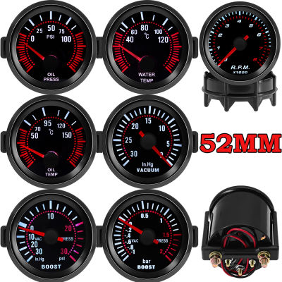 Universal รถ52มม. e Len Tachometer RPM Turbo Boost Gauge Bar เครื่องวัดอุณหภูมิน้ำสูญญากาศเครื่องวัดความดันน้ำมันสำหรับ12V เบนซิน