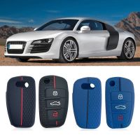 dghjsfgr Silicone Car Key Cases Protector Cover For Audi A1 A3 A6 Q2 Q3 Q7 TT TTS R8 S3 S6 RS3 RS6 3 Buttons Folding Remote Control key