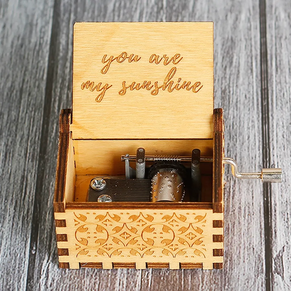 Vintage Wooden Music Box You Are My Sunshine I Love You Godfather