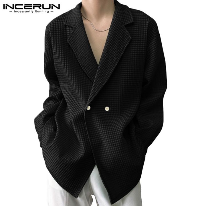 incerun-เสื้อสูท-แขนยาว-สีพื้น-ทรงหลวม-แฟชั่นสําหรับผู้ชาย