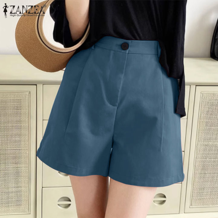 สินค้ามาใหม่-จัดส่งฟรี-fancystyle-zanzea-สไตล์เกาหลีของผู้หญิงเอวแบบยืดกางเกงขาสั้นเอไลน์กางเกงขายาวออฟฟิศ-10