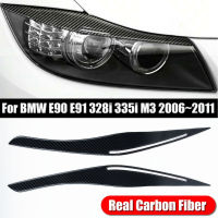 ไฟหน้าเปลือกตาเบาปกไม่ต้องเจาะ1คู่เปลี่ยนรูปลอกสำหรับ BMW E91 328i 335i 2006-2011