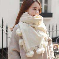 {Warm scarf}ผ้าพันคอลูกบอลขนสัตว์ผู้หญิง39; S ฤดูหนาวที่ขนแคชเมียร์เลียนแบบปกทึบการเก็บความร้อนชุดคลุมด้านนอกจากเกาหลีด้านคู่ที่เรียบง่าย