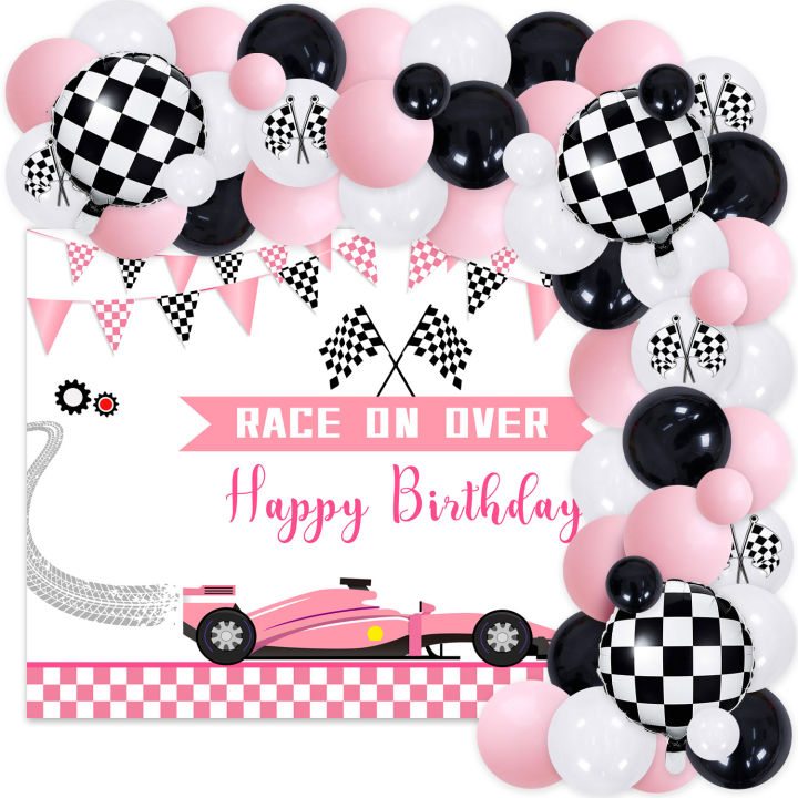 JOYMEMO Racing Car Birthday Party Decorations for Girls with Race ...