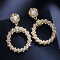 Womens Fashion Round Pearl Earrings