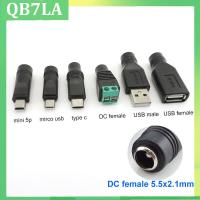 USB Mini 5pin A Male Female Mirco Type C to dc female Connector 5.5x2.1mm Power charger converter Adapter Jack Plug for Laptop QB7LA Shop