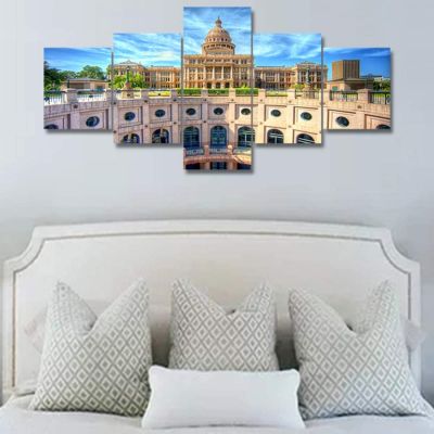 Zhangyanhui2ร่วมสมัย Cityscape Texas State Capital Building Panoramic Photographic Canvas Art HD พิมพ์ตกแต่งบ้านไม่มีกรอบ5ชิ้น
