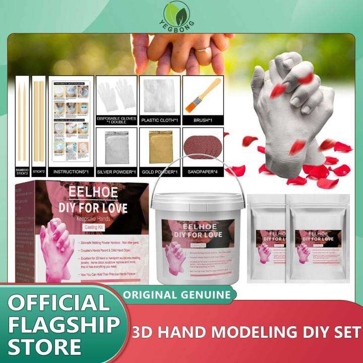 EELHOE 3D Handmade Hand Mold Casting Clone Powder Kit DIY Couples Hand
