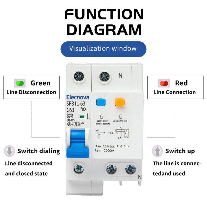 mini-circuit-breaker-sfb1l-63-hc-1p-n-din-rail-mcb-ac-6ka-6-10-16-20-25-32-40-50-63a-overloadshort-circuit-leakage-protection