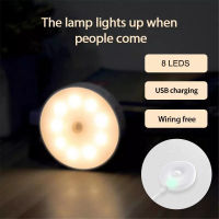 Motion Sensor 8 LED Night Light USB Rechargeable Energy-saving Bedroom Washroom Stairs Intelligent Body Induction Lamp