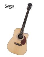 Saga  SF850CE กีตาร์โปร่งไฟฟ้า 41 นิ้ว ทรง Dreadnought ไม้หน้า Top Solid Spruce พร้อมภาคไฟฟ้า Fishman + แถมฟรีกระเป๋ากีตาร์บุฟองน้ำ &amp; ชุดน้ำยาเช็ด &amp; คาโป้ &amp; ปิ๊ก