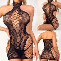 【CW】 Womens Transparent Pajamas Underwear Mesh Bodystockings Sexy Halter Dress Pregnancy Pajama Set Christmas Underwire Lingerie