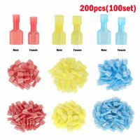 ▥▬✁ 200/20pcs Nylon Copper Male Female Wire Cable Connectors Insulated Crimp Terminals Electrical Wire Spade Terminal 22-10AWG