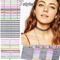 【CC】 12 pcs/Set Fishline Chokers Necklace Stretch Gothic Punk Elastic Hollow Chocker Jewelry NICE