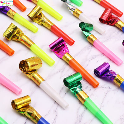 LT【ready stock】100 PCS Parties Whistles Plastic Paper Blowouts Whistle Toys Gifts Funny Props1【cod】